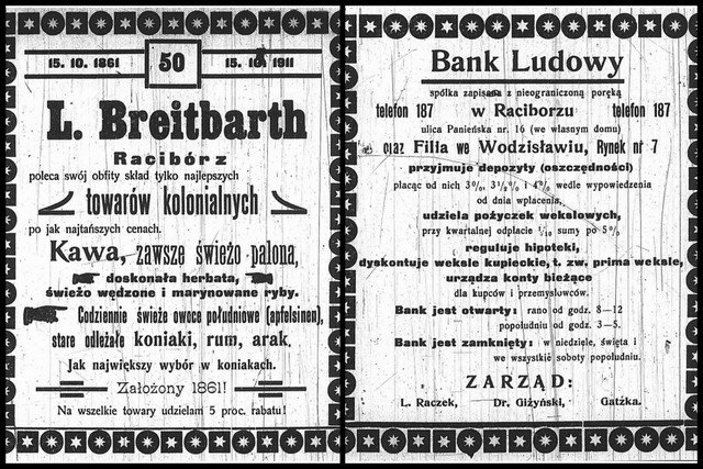 Tak wyglądały reklamy w dawnych "Nowinach Raciborskich".