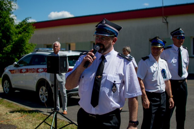 Prezes Zarządu Gminnego Związku OSP i Wiceprezes Zarządu Powiatowego Związku OSP RP Leszek Pietrasz przywitał strażacką brać.