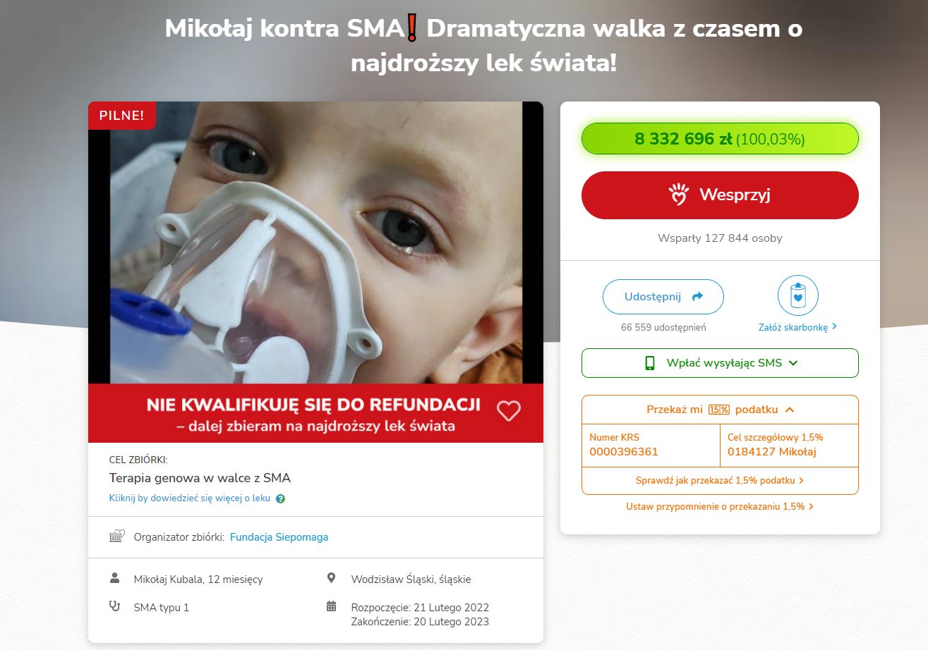 fot. screen z portalu siepomaga.pl