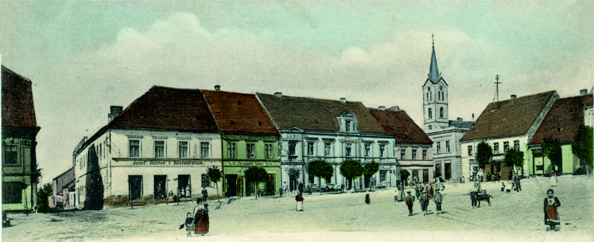 Rynek w 1904 - pocztówka ze zbiorów Muzeum w Wodzisławiu Śląskim