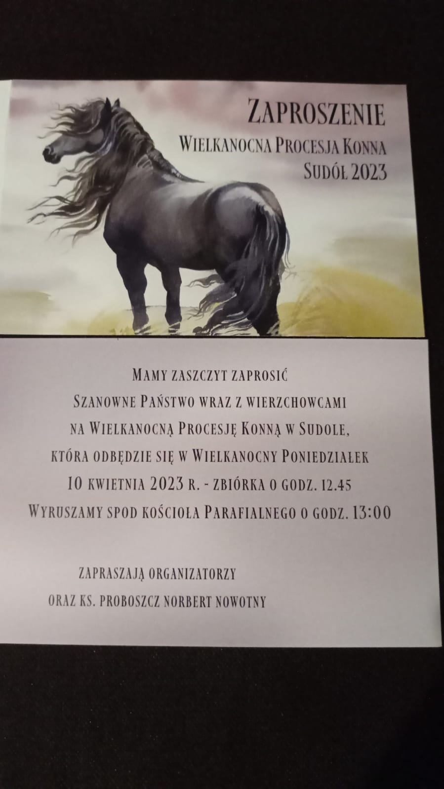 Zaproszenia jakie kierują do miłośników koni organizatorzy procesji w Raciborzu-Sudole