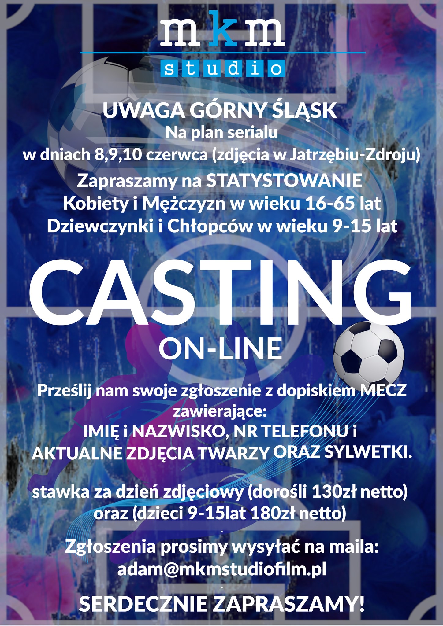 Plakat MKM Studio - casting online do filmu Kibic.