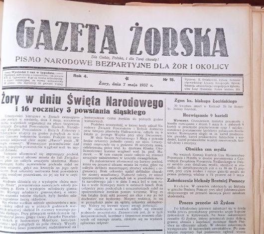 Okładka Gazety Żorskiej z 7 maja 2937 roku