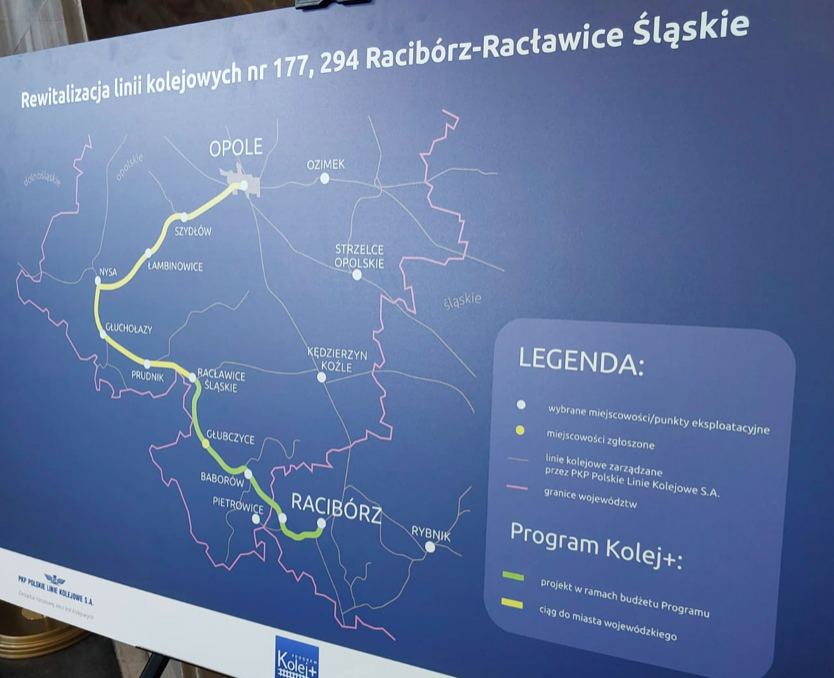 Przebieg linii kolejowej z Raciborza do Racławic Śląskich - materiały PKP PLK