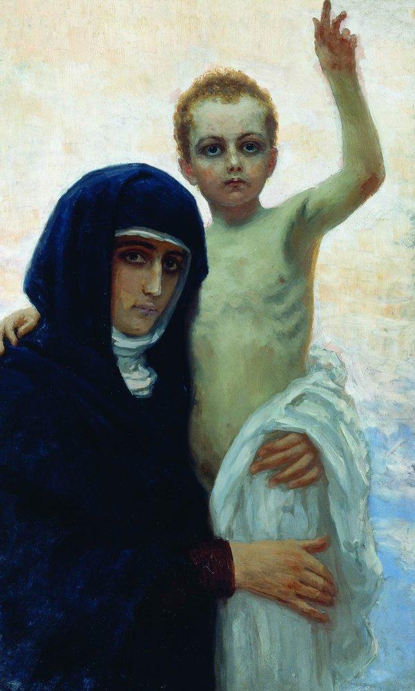 Ilya Repin (1844-1930), Madonna z Synem (ang. Madonna with Child), 1896, 101 x 62,5 cm, Muzeum Sztuki Współczesnej, Witebsk, Białoruś.