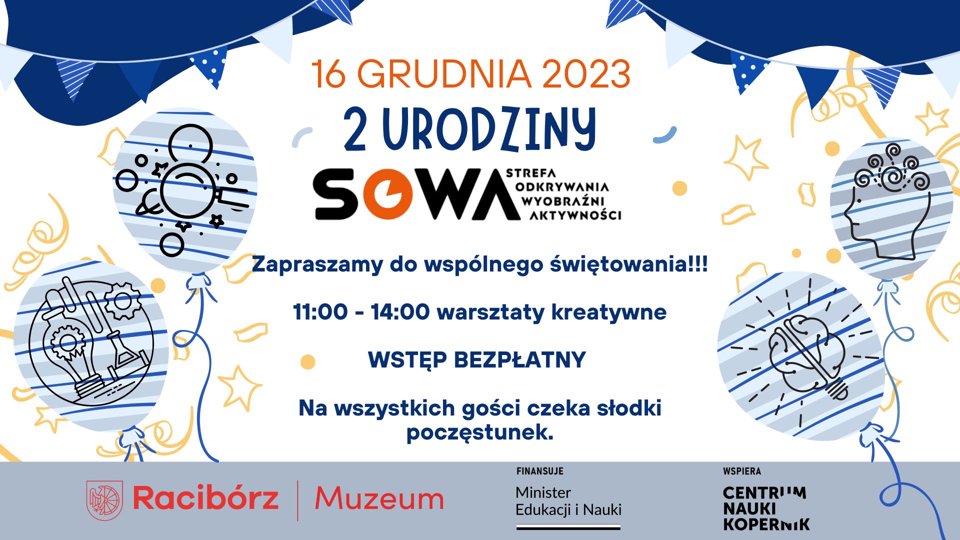 SOWA działa przy ul. Żorskiej 2 w Raciborzu. Oto program wydarzenia organizowanego w tym miejscu 16 grudnia 2023 r. Źródło: SOWA