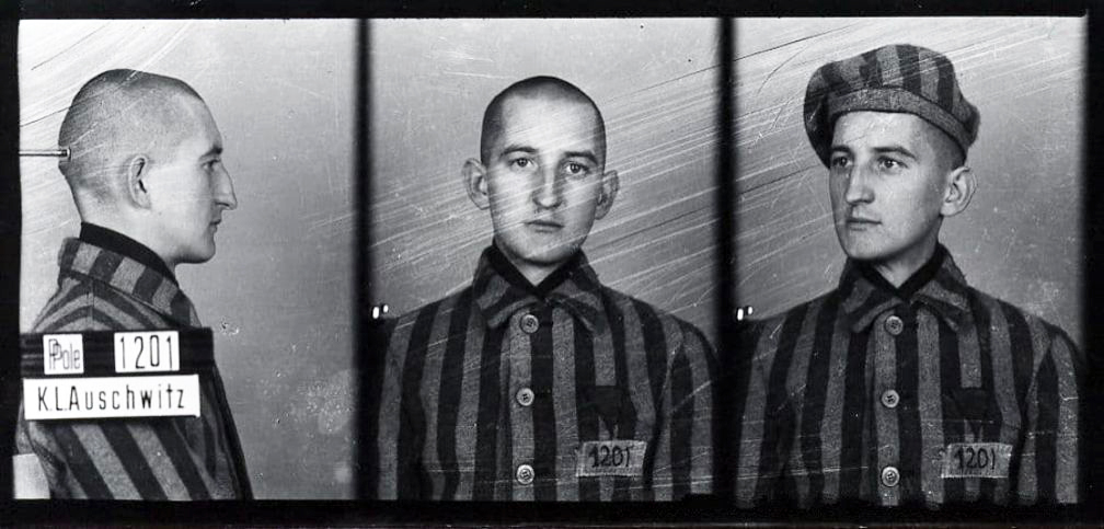 Franciszek Blachnicki jako więzień KL Auschwitz numer obozowy 1201. Oświęcim 1940