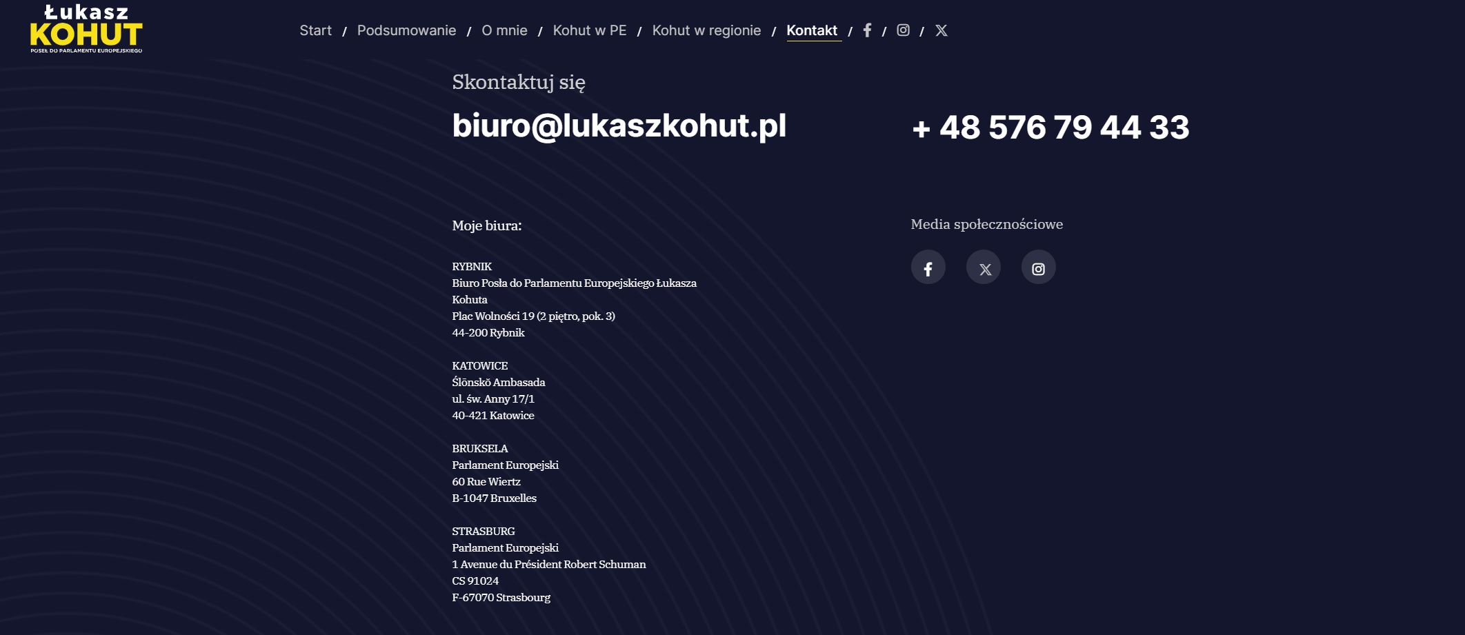 Screen ze strony lukaszkohut.pl/kontakt.html wykonany w dniu 4.04.2024